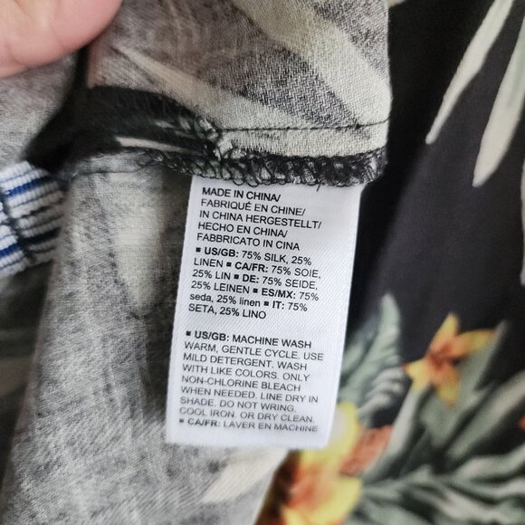 28 Palms Mens Shirt Size XL Relaxed Linen Silk Button Up Hawaiian Resort Black - Picture 4 of 6